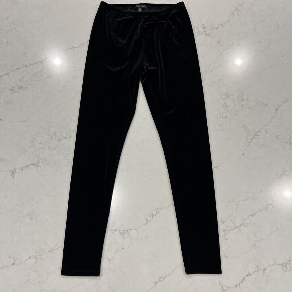 Eileen Fisher‎ XS Stretch Black Velvet Pull On Ankle Leggings Slim Fit $138